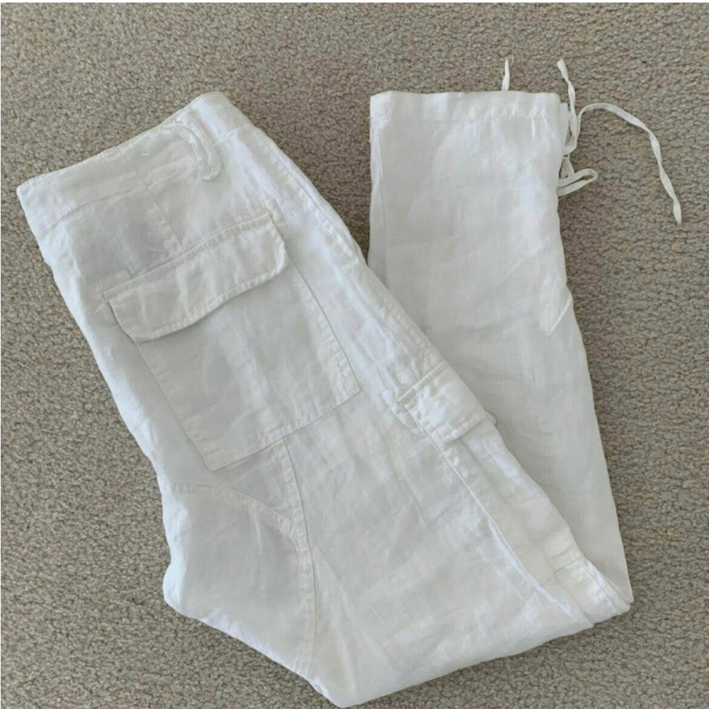 Joie White Linen Cargo Pants